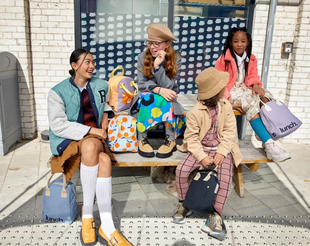 Group of kids with fluf bags