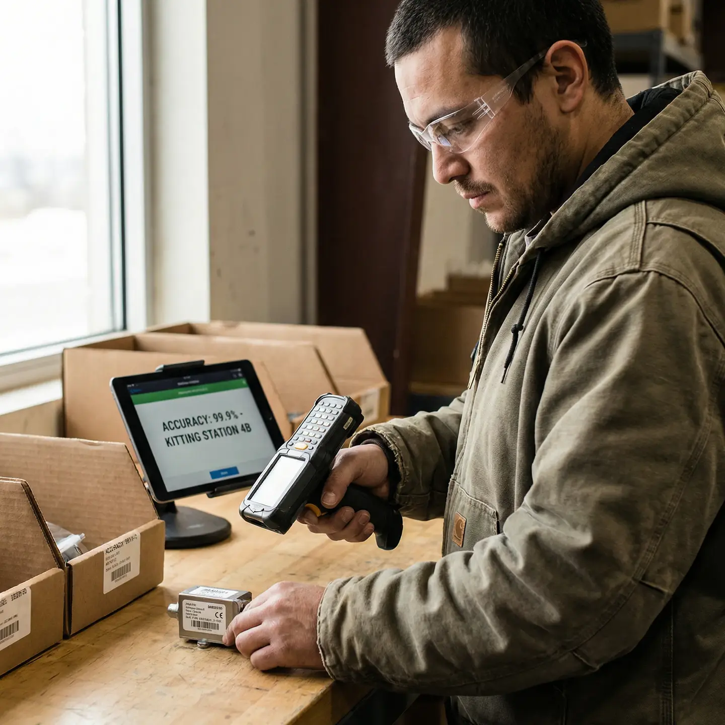 Barcode scanning kitting station