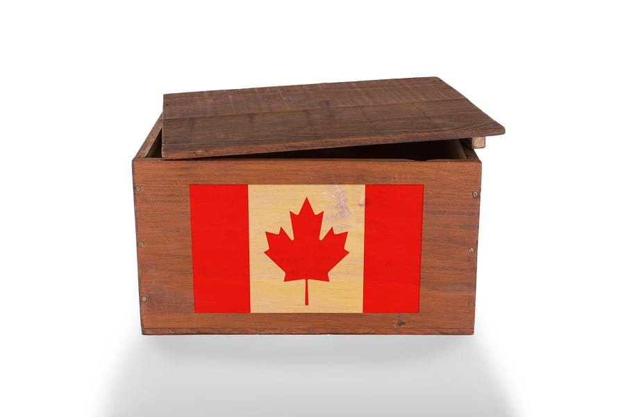 Wooden box with Canadian flag design