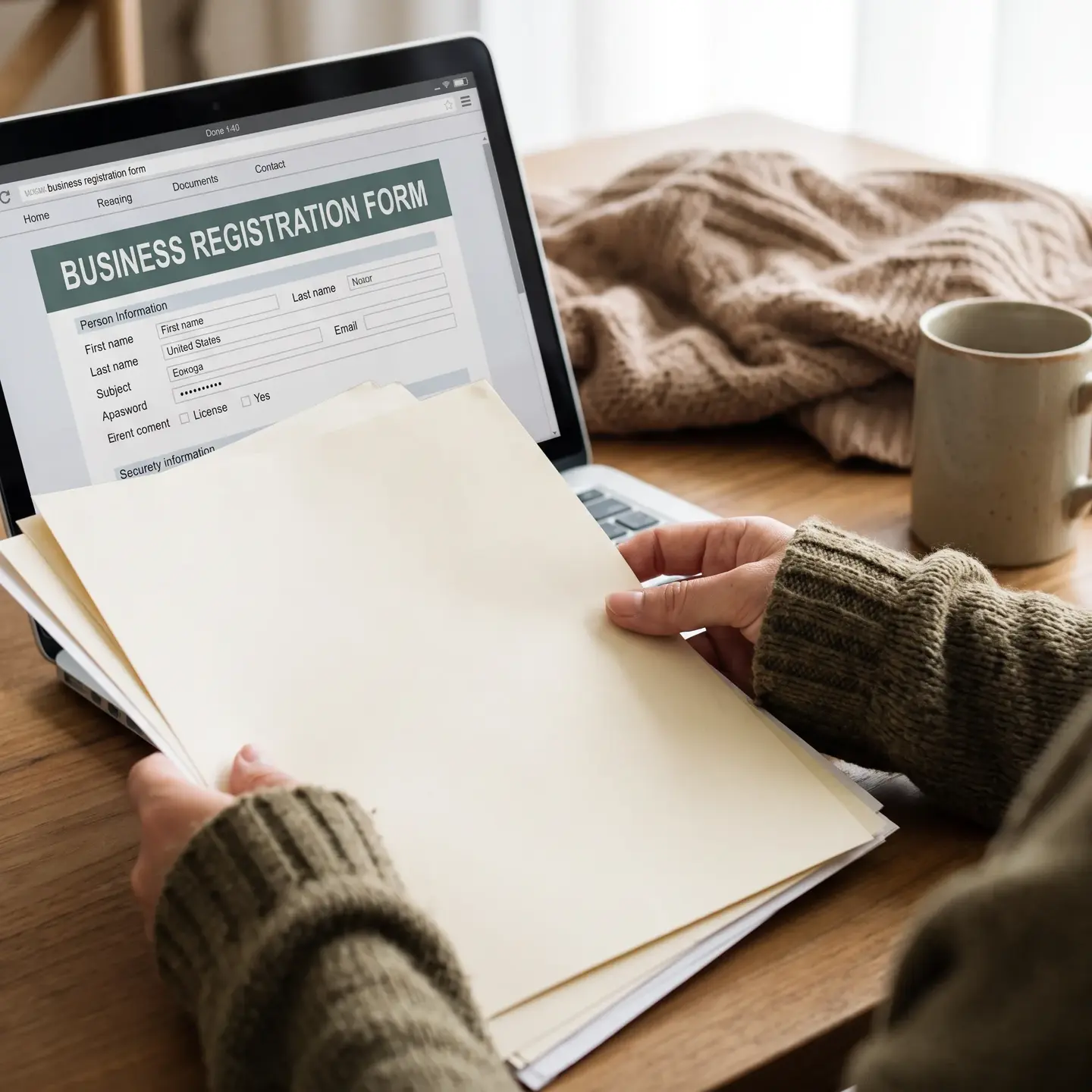 Business registration close up