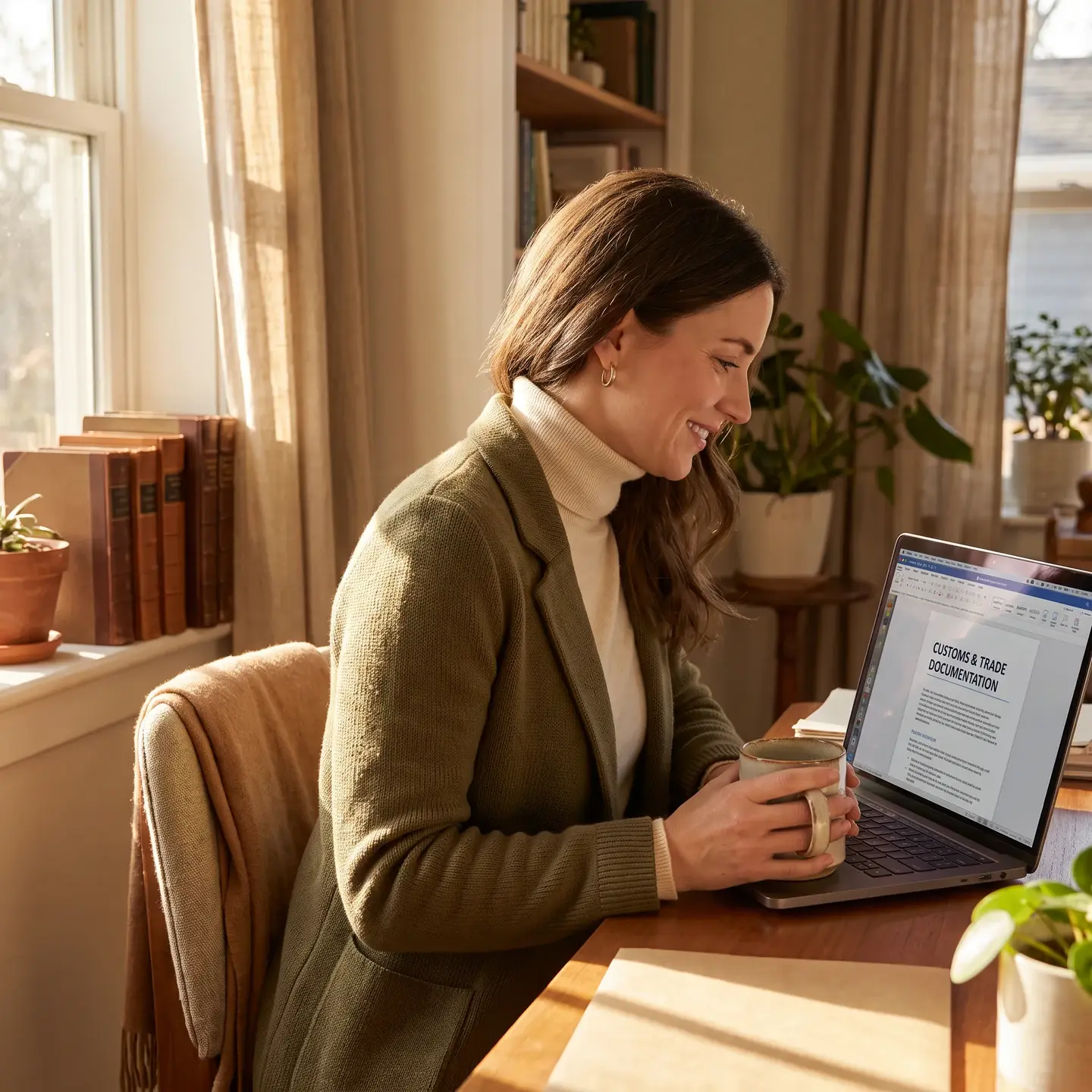 Business professional reviewing documents