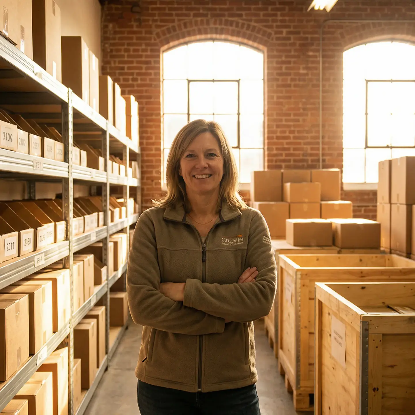 eCommerce owner in warehouse with packages and inventory