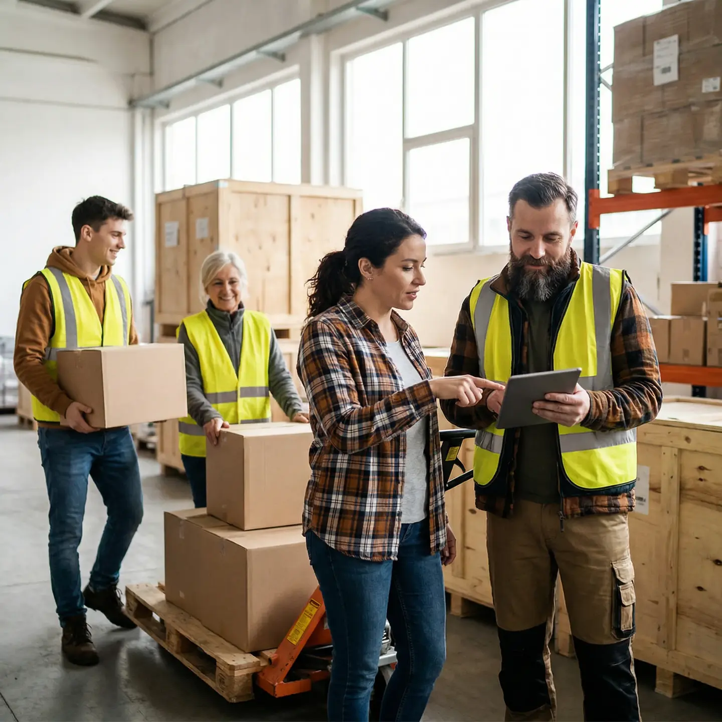 Logistics team working