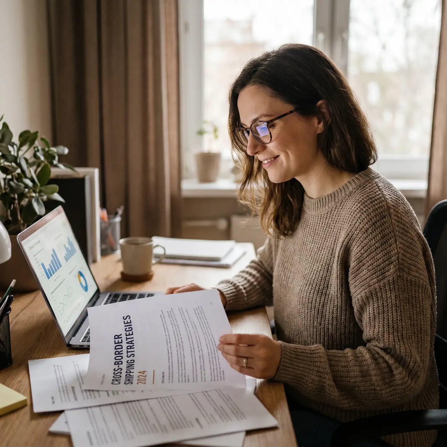 Manager reviewing costs
