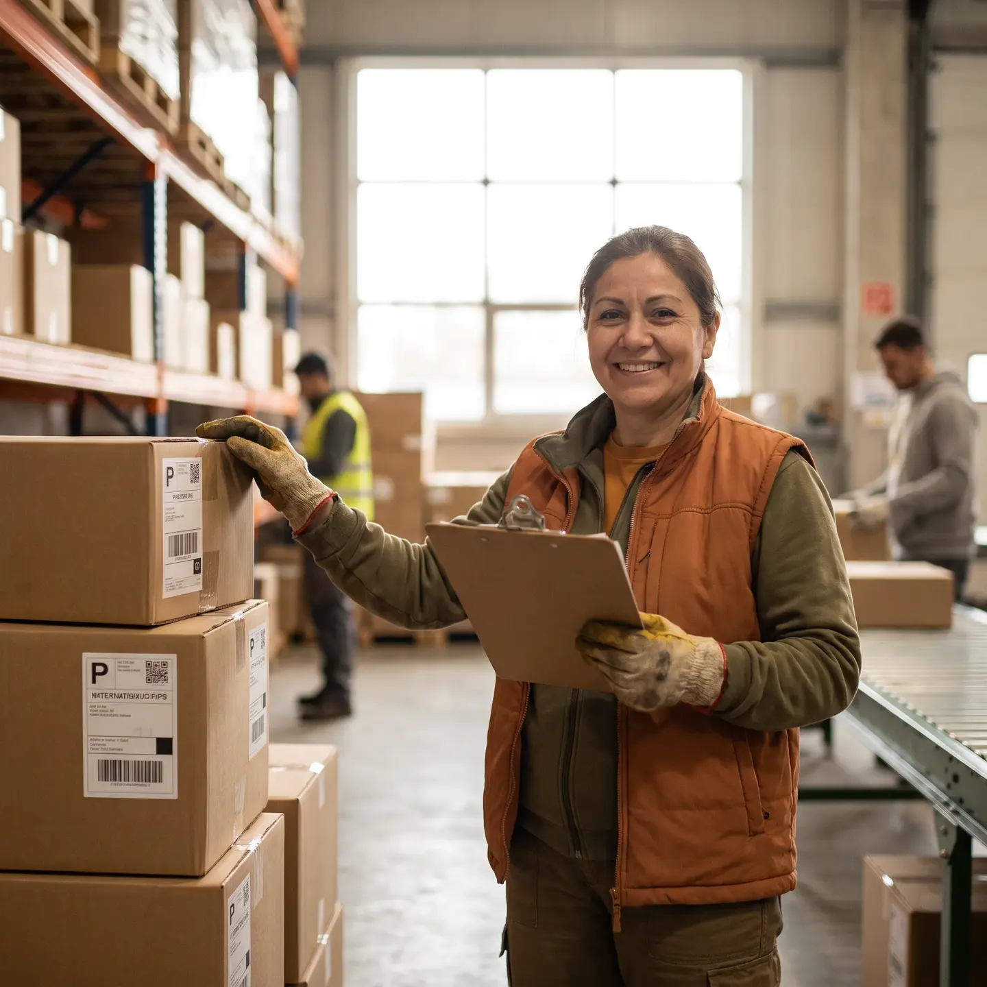 Fulfillment worker with boxes