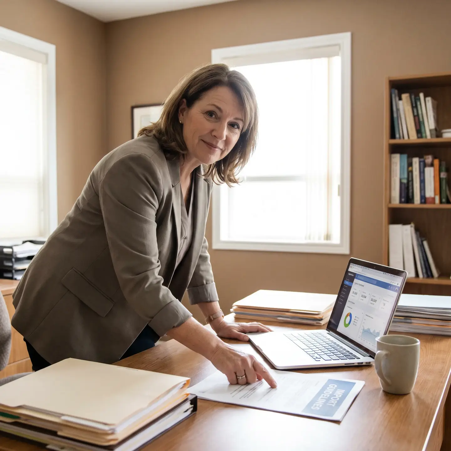 Logistics expert reviewing import guidelines and compliance documentation