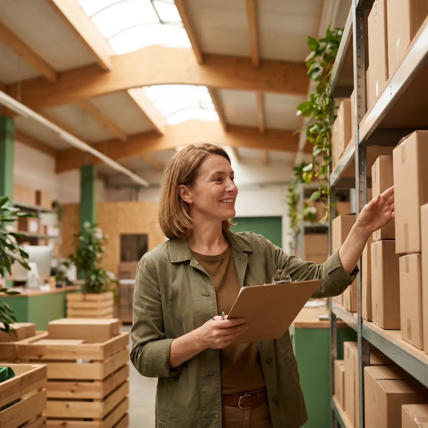 Logistics manager conducting inventory check