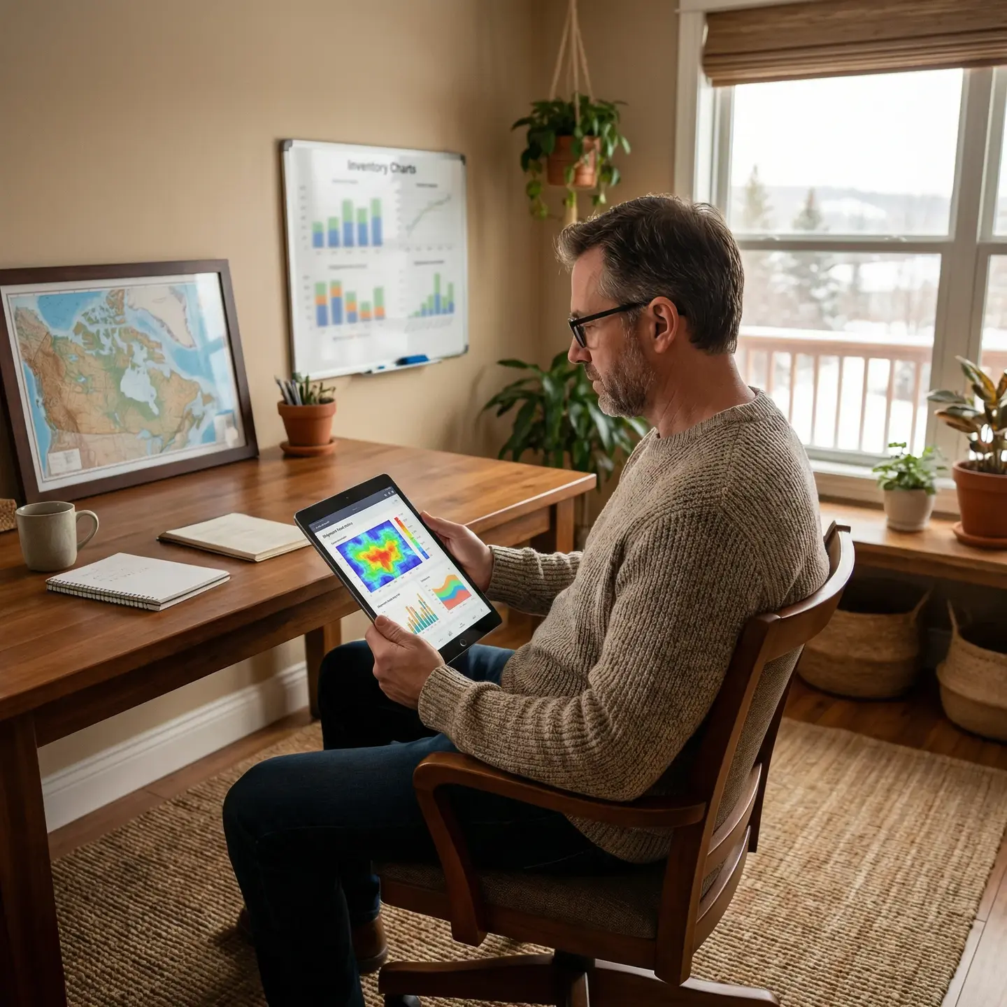 Operations director reviewing tablet